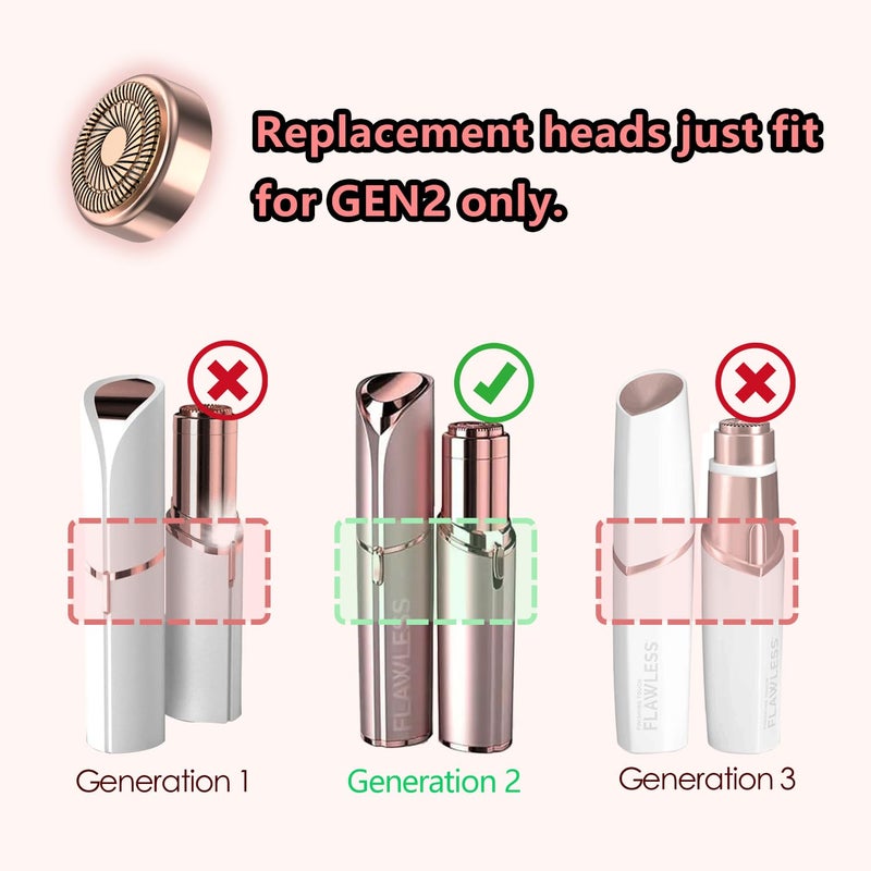 Pinkind Generation 2 Replacement Heads for Flawless Facial Hair Remover, Replacement Blades for Finishing Touch Flawless Hair Removal, Women's Facial Hair Remover Replacment Heads Generation 2 (4 Packs) - Image 4